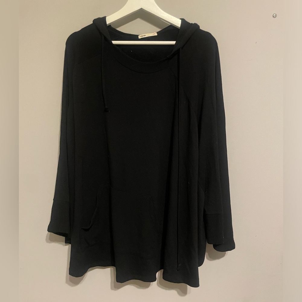 Capote Black Hooded‎ Sweatshirt Poncho Size Small/Medium